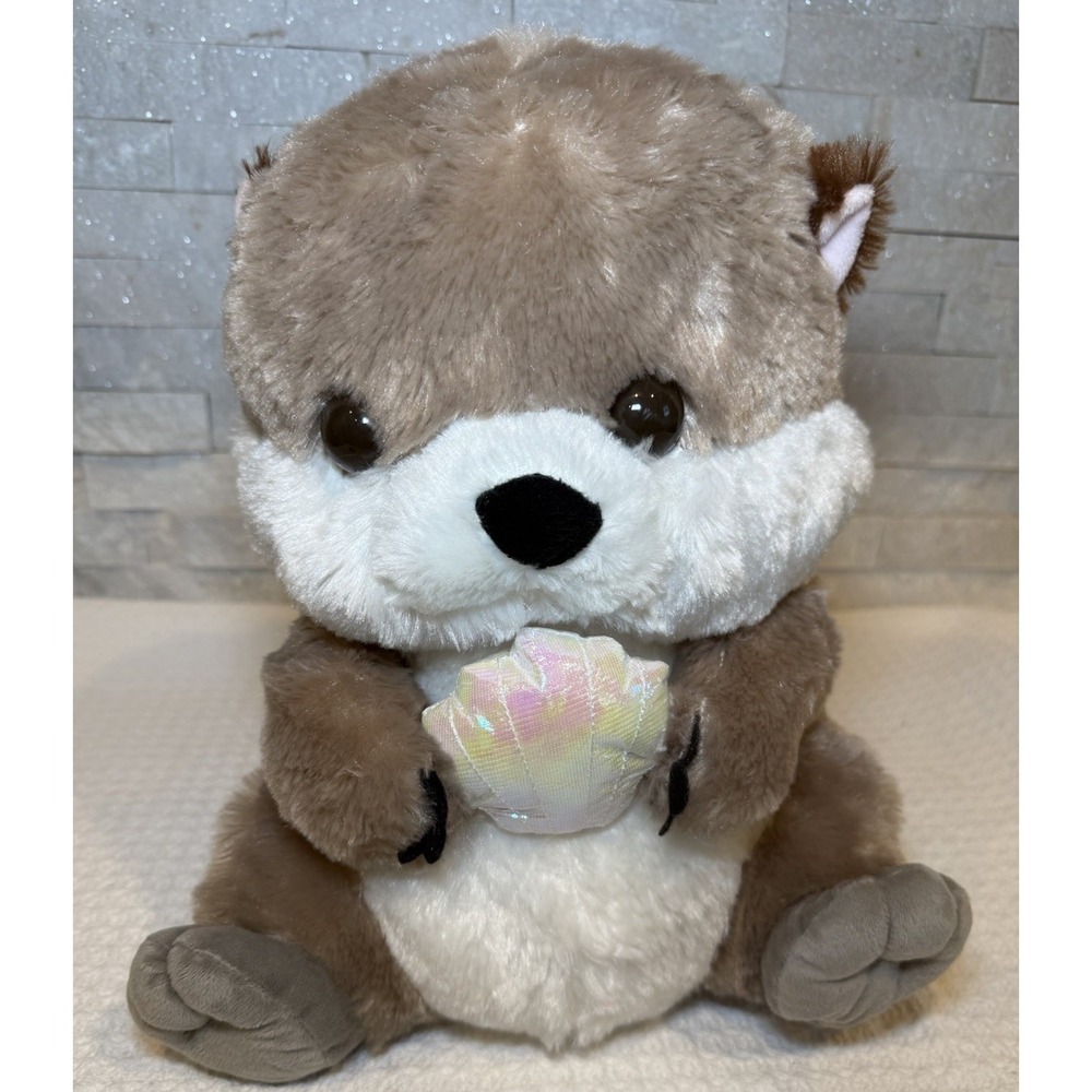 Amuse Japan Otter Plush Holding Shell Kawaii Stuffed Animal 12" Cute Sea Otter